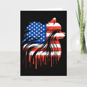 Paint Drip Pomeranian Amerikanische USA-Flagge 4. Karte