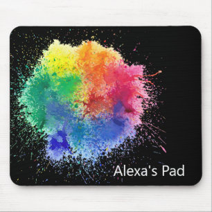 Paint Explosion auf schwarz Mousepad