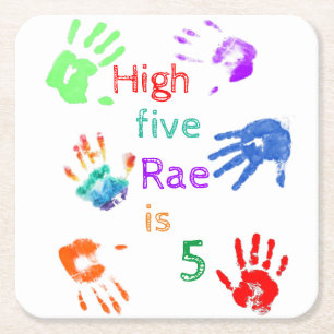 Paint Handdrucke Geburtstag mit Personalisiertem N Rechteckiger Pappuntersetzer