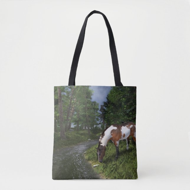 Paint Horse by Forest Stream Tote Bag Tasche (Vorderseite)