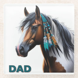 Paint Horse mit nativen Perlen Glasuntersetzer