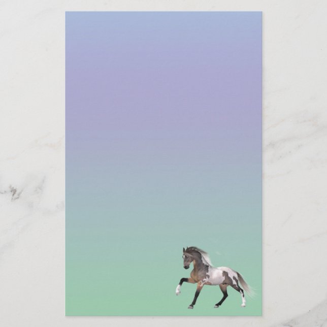 Paint Horse Running Pastel Stationery Paper Briefpapier (Vorderseite)
