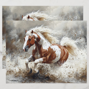 Paint Horse Traversant L'Eau Papier À Retard