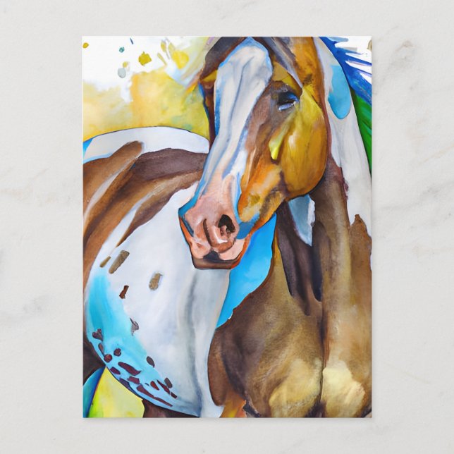 Paint Horse Watercolor Postkarte (Vorderseite)