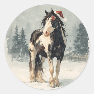 Paint Horse Weihnachtsaufkleber Runder Aufkleber