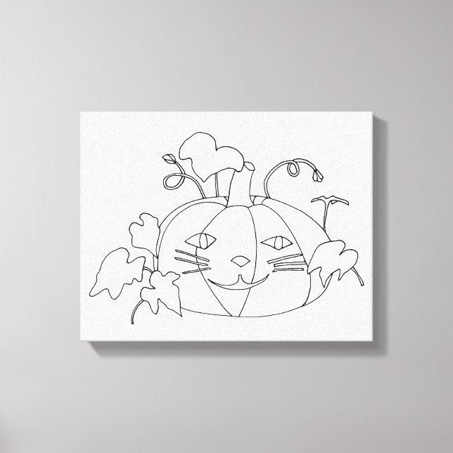 Paint It Cat Face Pumpkin auf Wrapped Canvas Leinwanddruck (Vorderseite)
