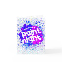 Paint Night Anniversaire Plier Invitation - Bleu
