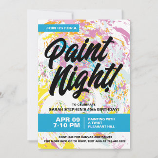 Paint Night Birthday Party Einladung
