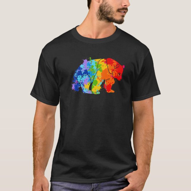 Paint Panda Tropfen Panda Panda Spltering T-Shirt (Vorderseite)