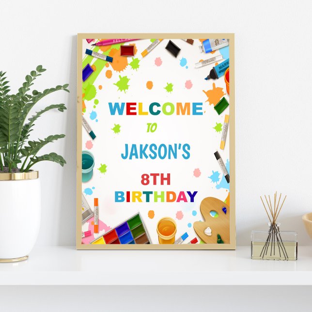 Paint Party Affiche de bienvenue d'anniversaire (Paint Birthday Welcome Signs)