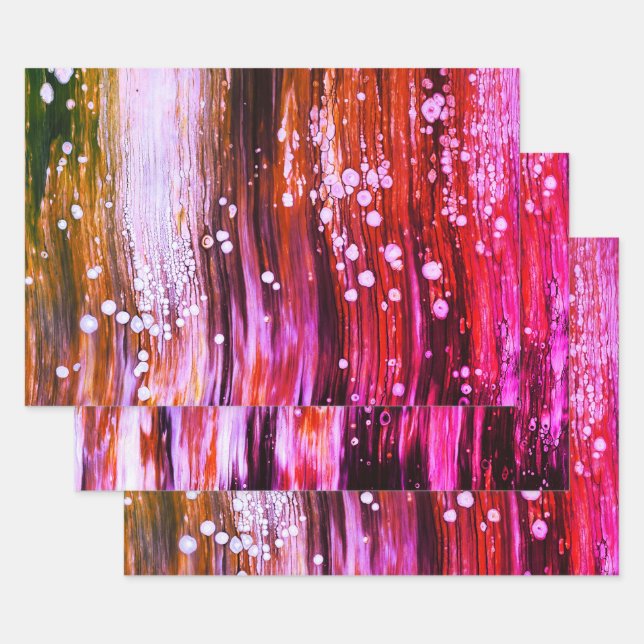 Paint Pour Cells Schwimmen Abstrakt Art Pink Geschenkpapier Set (Set)