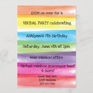 Paint Rainbow Virtual Birthday Einladung