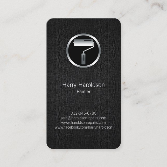 Paint Roller Brush Grunge Painter Business Card Visitenkarte (Vorderseite)