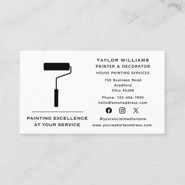 Paint Roller House Painting Services Social Media Visitenkarte (Vorderseite)