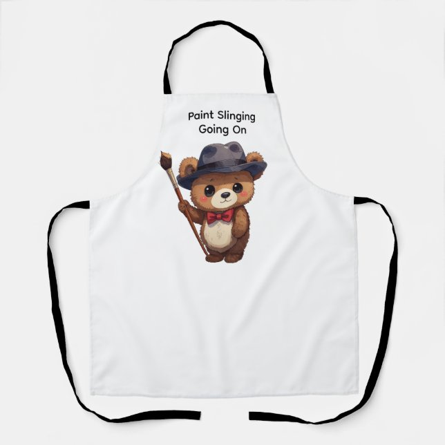 Paint Slinging Going On Cute Teddy Bear Artist Schürze (Vorderseite)