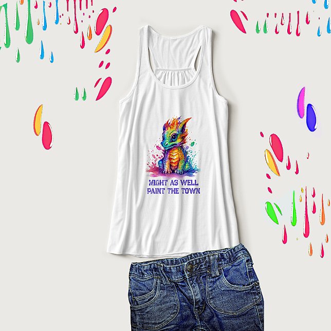 Paint Soaked Baby Dragon Funny Tank Top (Von Creator hochgeladen)