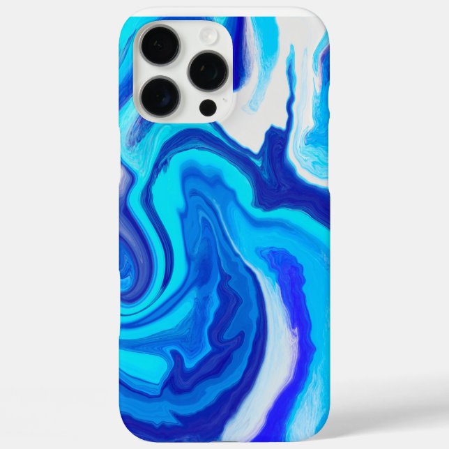Paint Splash iPhone Case mit blau-weißem Marmor (Rückseite)