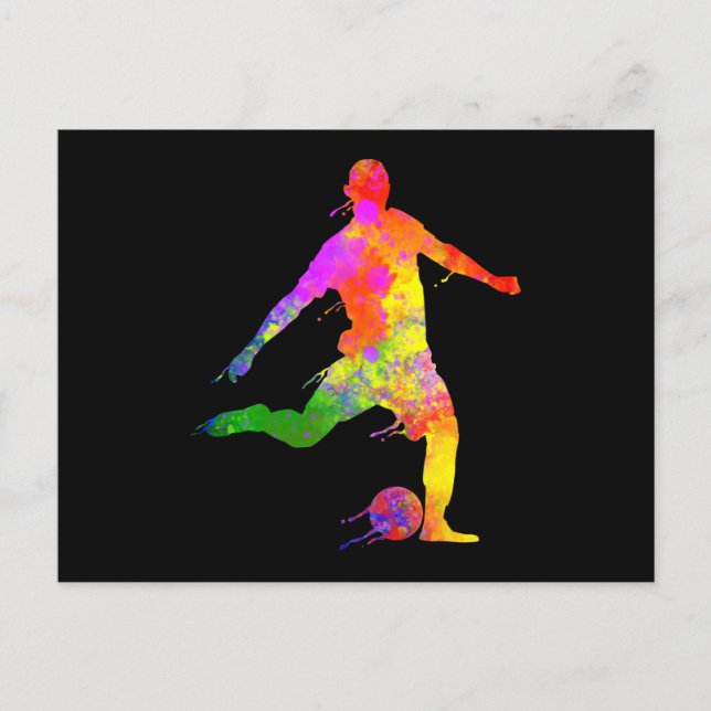 Paint Splashes Soccer Lover Graphic Soccer Player Postkarte (Vorderseite)
