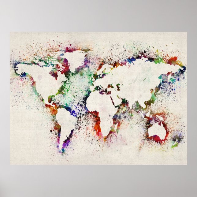 Paint Splashes Text Map of the World Poster (Vorne)