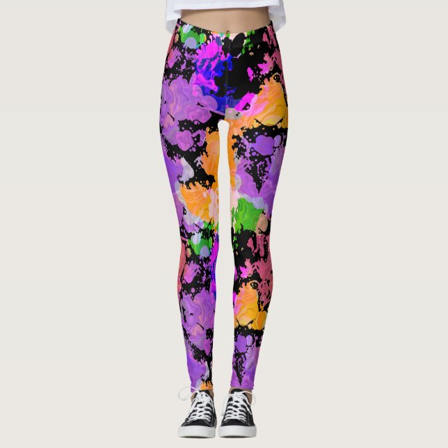 Paint Splatted Black Leggings (Vorderseite)