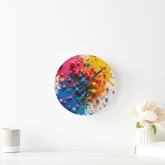 Paint Splatter Clock Runde Wanduhr (Zuhause)
