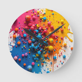 Paint Splatter Clock Runde Wanduhr