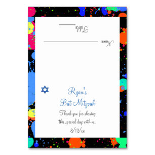 Paint Splatter, Faux Neon, Cartes de Place Personn