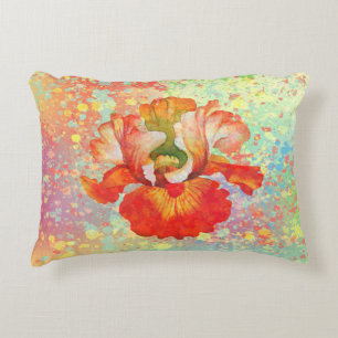 Paint Splattered Iris Pillow in Orange Colors Dekokissen