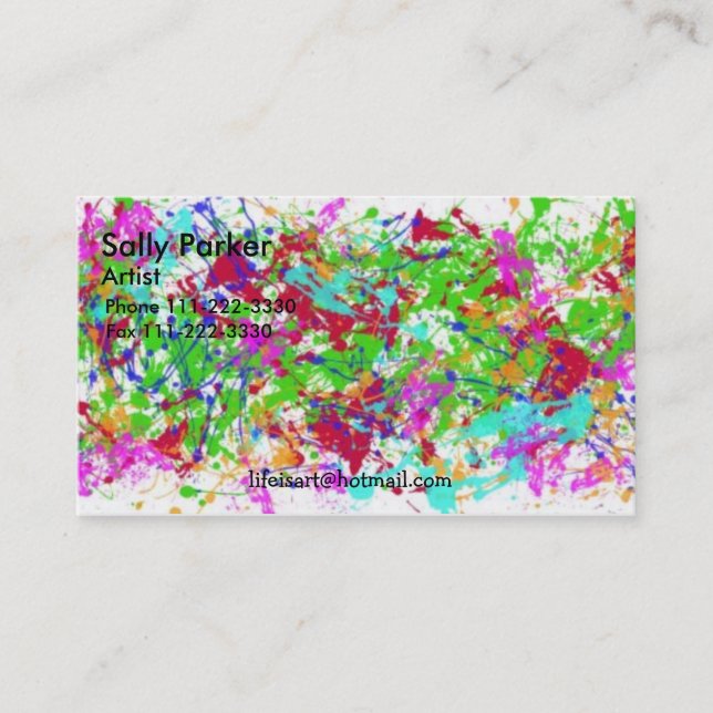 paint-splatters-1, Sally Parker, Künstler, Visitenkarte (Vorderseite)