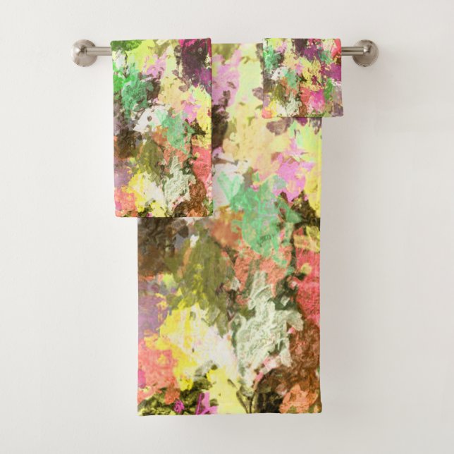 Paint Spritzer Autumn Color Blätter Abstrakt Badhandtuch Set (Insitu)