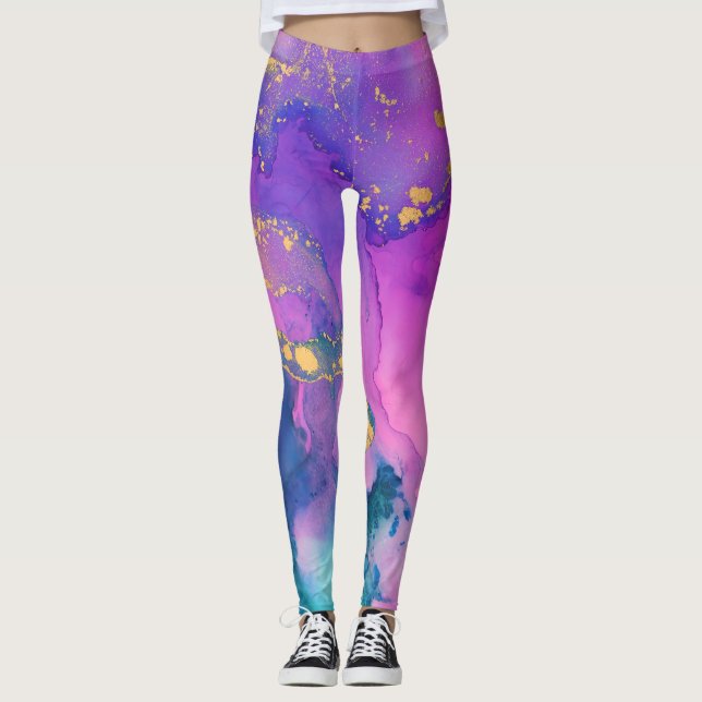 Paint Spritzer Cotton Candy Fields Leggings (Vorderseite)