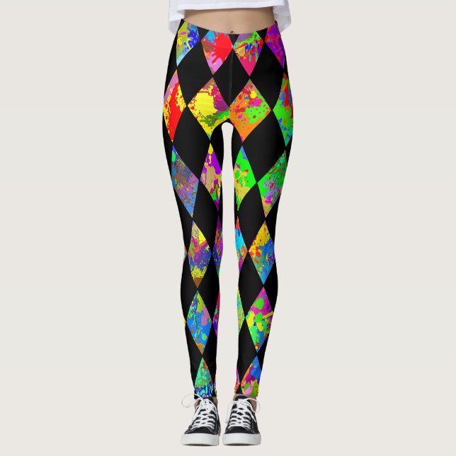Paint Spritzer Diamond Pattern Leggings (Vorderseite)