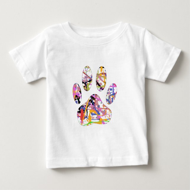 Paint Spritzer Dog Paw Print Baby T-shirt (Vorderseite)