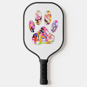 Paint Spritzer Dog Paw Print Heft Pickleball Schläger