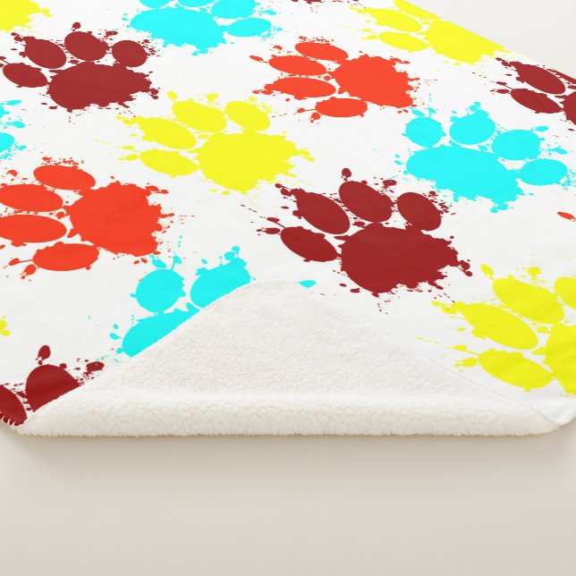 Paint Spritzer Dog Paw Print Pattern Sherpadecke (3/4)