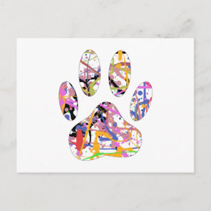 Paint Spritzer Dog Paw Print Postkarte