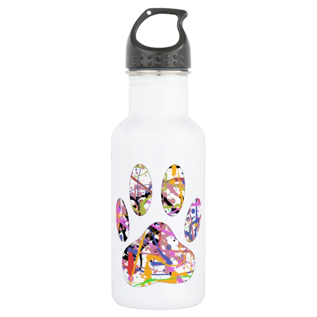 Paint Spritzer Dog Paw Print Trinkflasche (Vorderseite)