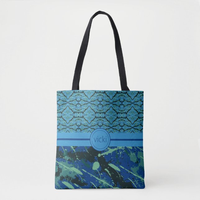 Paint Spritzer Drehung Mit Monogramm Tasche (Vorderseite)