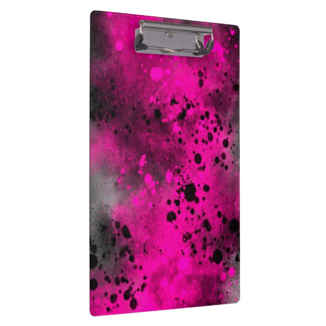 Paint Spritzer Effect Pink & Black Klemmbrett (Rechts)