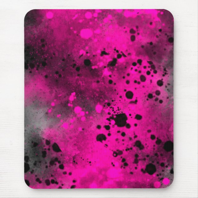 Paint Spritzer Effect Pink & Black Mousepad (Vorne)