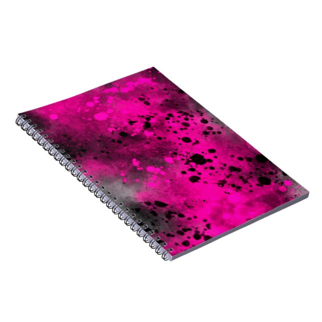 Paint Spritzer Effect Pink & Black Notizblock (Rechte Seite)