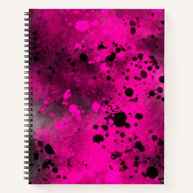 Paint Spritzer Effect Pink & Black Notizbuch (Vorderseite)