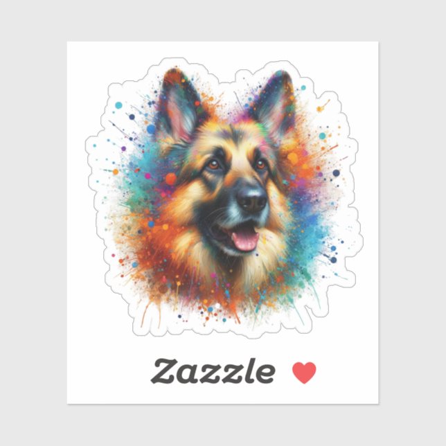 Paint Spritzer German Shepherd Aufkleber (Blatt)