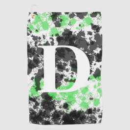 Paint Spritzer Green Black Mit Monogramm Golf Hand Golfhandtuch