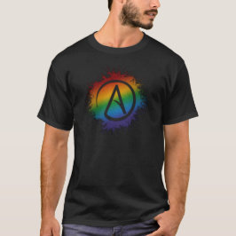 Paint Spritzer LGBTQ Pride Rainbow Atheist Symbol T-Shirt