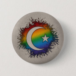 Paint Spritzer LGBTQ Rainbow Star und Crescent Button