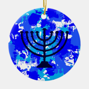 Paint Spritzer Menorah Keramik Ornament