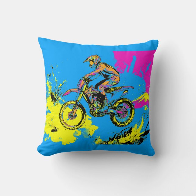 Paint Spritzer - Motocross Rider Kissen (Vorderseite)