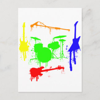 Paint Spritzer Musikinstrumente Band Graffiti Postkarte