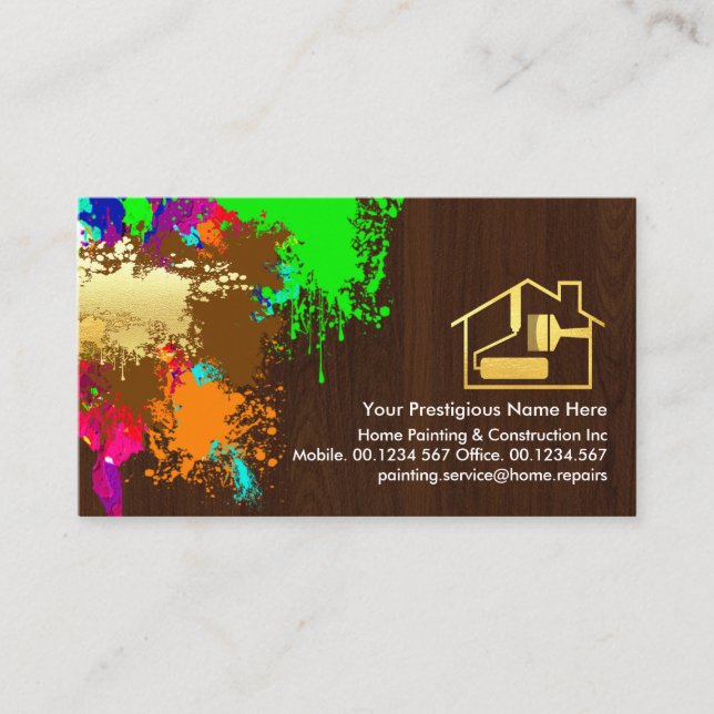 Paint Spritzer on Wood Grade Visitenkarte (Vorderseite)